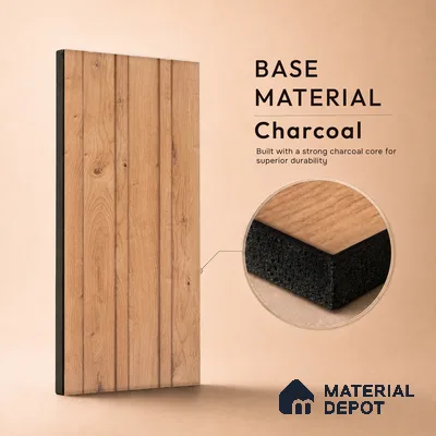 Wooden Look PN 07701 9.1 ft x 4.9 inch Charcoal Panel - 12 mm | Suitable for Living Room, Bedroom & TV Cabinet | Width is Subjected to 5% Variation