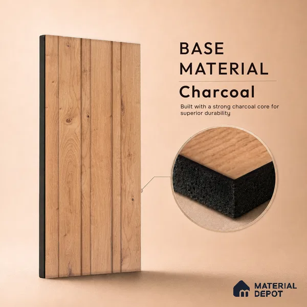 Wooden Look PN 07701 9.1 ft x 4.9 inch Charcoal Panel - 12 mm | Suitable for Living Room, Bedroom & TV Cabinet | Width is Subjected to 5% Variation