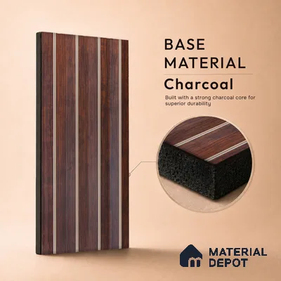 Wooden Look PN 07707 9.1 ft x 4.9 inch Charcoal Panel - 12 mm | Suitable for Living Room, Bedroom & TV Cabinet | Width is Subjected to 5% Variation