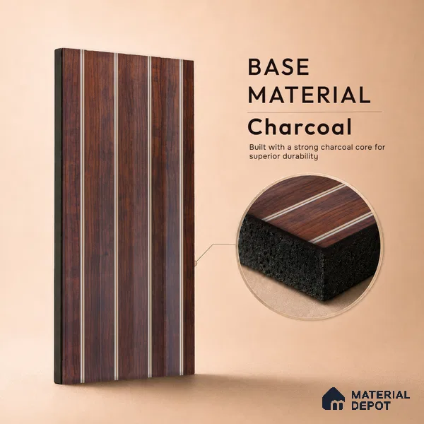Wooden Look PN 07707 9.1 ft x 4.9 inch Charcoal Panel - 12 mm | Suitable for Living Room, Bedroom & TV Cabinet | Width is Subjected to 5% Variation