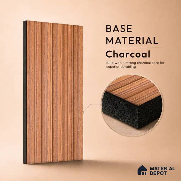 Wooden Look PN 07709 9.1 ft x 4.9 inch Charcoal Panel - 12 mm | Suitable for Living Room, Bedroom & TV Cabinet | Width is Subjected to 5% Variation