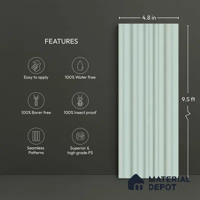 Green Plain Colour Look PN 00521 9.5 ft x 4.8 inch Charcoal Panel - 12 mm | Suitable for Feature Wall, TV Unit & Living Room | Width is Subjected to 5% Variation