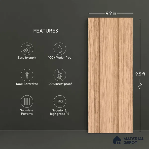Wooden Look PN 00800 9.5 ft x 4.9 inch Charcoal Panel - 12 mm | Suitable for Feature Wall, TV Unit & Living Room | Width is Subjected to 5% Variation