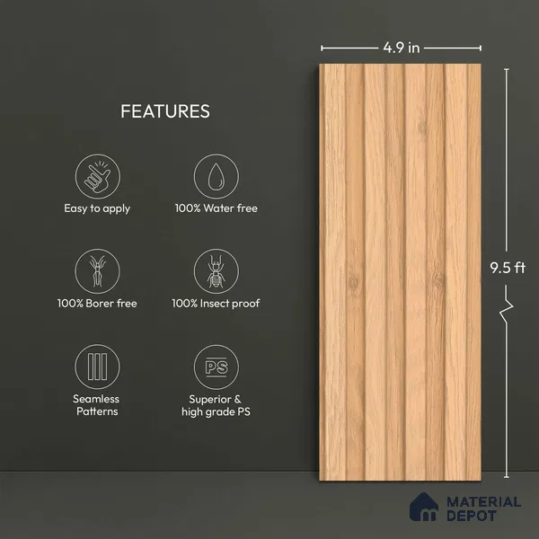 Wooden Look PN 00808 9.5 ft x 4.9 inch Charcoal Panel - 12 mm | Suitable for Feature Wall, TV Unit & Living Room | Width is Subjected to 5% Variation