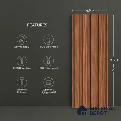 Wooden Look PN 00809 9.5 ft x 4.9 inch Charcoal Panel - 12 mm | Suitable for Feature Wall, TV Unit & Living Room | Width is Subjected to 5% Variation