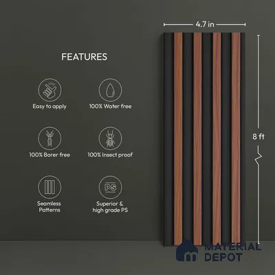 Wooden Look PN 00829 9.5 ft x 4.7 inch Charcoal Panel - 12 mm | Suitable for Feature Wall, TV Unit & Living Room | Width is Subjected to 5% Variation