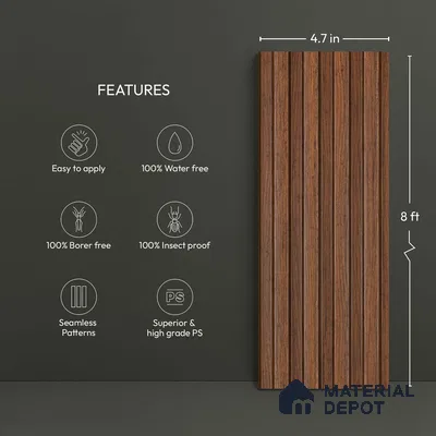 Wooden Look PN 00830 9.5 ft x 4.7 inch Charcoal Panel - 12 mm | Suitable for Feature Wall, TV Unit & Living Room | Width is Subjected to 5% Variation
