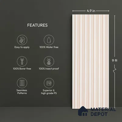Cream Plain Colour Look PN 02562 9 ft x 4.9 inch Charcoal Panel - 8 mm | Suitable for Feature Wall, TV Unit & Living Room | Width is Subjected to 5% Variation