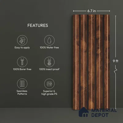Wooden Look PN 02780 9 ft x 6.7 inch Charcoal Panel - 14 mm | Suitable for Feature Wall, TV Unit & Living Room | Width is Subjected to 5% Variation