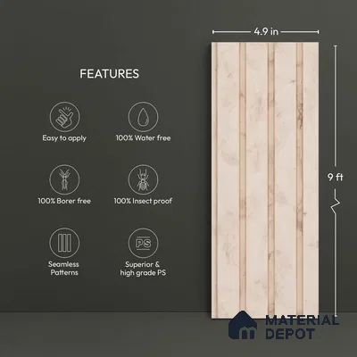Cream Plain Colour Look PN 02784 9 ft x 4.9 inch Charcoal Panel - 12 mm | Suitable for Feature Wall, TV Unit & Living Room | Width is Subjected to 5% Variation
