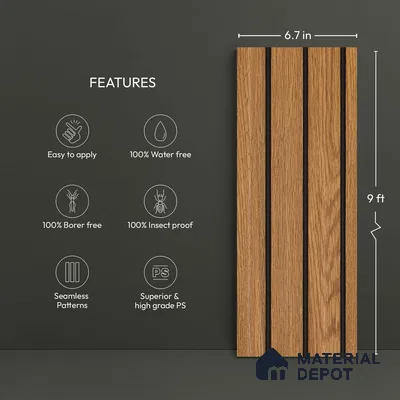 Wooden Look PN 02804 9 ft x 6.7 inch Charcoal Panel - 14 mm | Suitable for Feature Wall, TV Unit & Living Room | Width is Subjected to 5% Variation