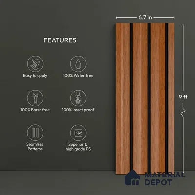 Wooden Look PN 02806 9 ft x 6.7 inch Charcoal Panel - 14 mm | Suitable for Feature Wall, TV Unit & Living Room | Width is Subjected to 5% Variation