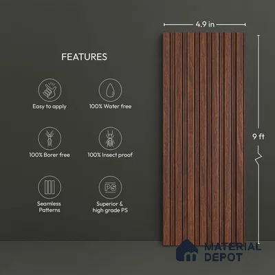 Wooden Look PN 02817 9 ft x 4.9 inch Charcoal Panel - 11 mm | Suitable for Feature Wall, TV Unit & Living Room | Width is Subjected to 5% Variation