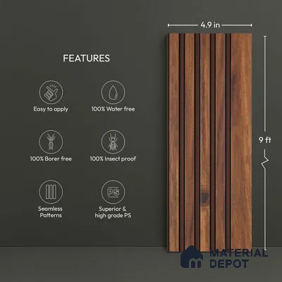 Wooden Look PN 02821 9 ft x 4.9 inch Charcoal Panel - 11 mm | Suitable for Feature Wall, TV Unit & Living Room | Width is Subjected to 5% Variation