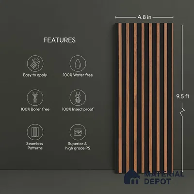 Wooden Look PN 03531 9.5 ft x 4.8 inch Charcoal Panel - 11 mm | Suitable for Feature Wall, TV Unit & Living Room | Width is Subjected to 5% Variation