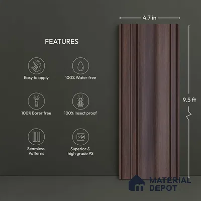 Wooden Look PN 03554 9.5 ft x 4.7 inch Charcoal Panel - 12 mm | Suitable for Feature Wall, TV Unit & Living Room | Width is Subjected to 5% Variation