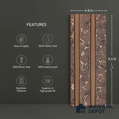 Brown Marble Look PN 03557 9.5 ft x 4.8 inch Charcoal Panel - 11 mm | Suitable for Feature Wall, TV Unit & Living Room | Width is Subjected to 5% Variation
