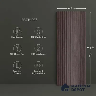 Wooden Look PN 03569 9.5 ft x 4.4 inch Charcoal Panel - 8 mm | Suitable for Feature Wall, TV Unit & Living Room | Width is Subjected to 5% Variation