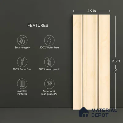 Ivory Marble Look PN 04070 B 9.5 ft x 4.9 inch Charcoal Panel - 12 mm | Suitable for Feature Wall, TV Unit & Living Room | Width is Subjected to 5% Variation
