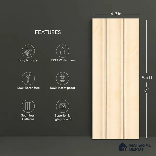 Ivory Marble Look PN 04070 B 9.5 ft x 4.9 inch Charcoal Panel - 12 mm | Suitable for Feature Wall, TV Unit & Living Room | Width is Subjected to 5% Variation
