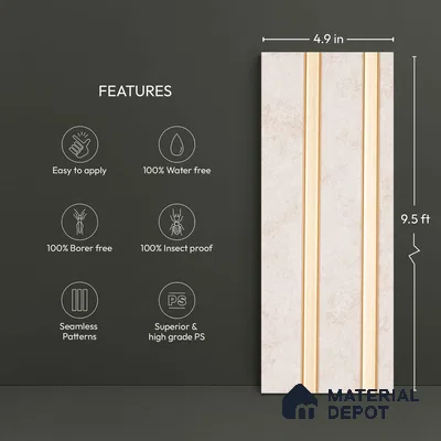 Beige Rustic Louver PN 04078 9.5 ft x 4.9 inch Charcoal Panel - 12 mm | Suitable for Feature Wall, TV Unit & Living Room | Width is Subjected to 5% Variation