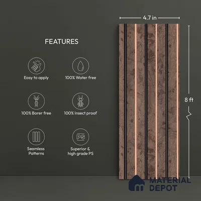 Brown Marble Look PN 04615 9.5 ft x 4.7 inch Charcoal Panel - 12 mm | Suitable for Feature Wall, TV Unit & Living Room | Width is Subjected to 5% Variation