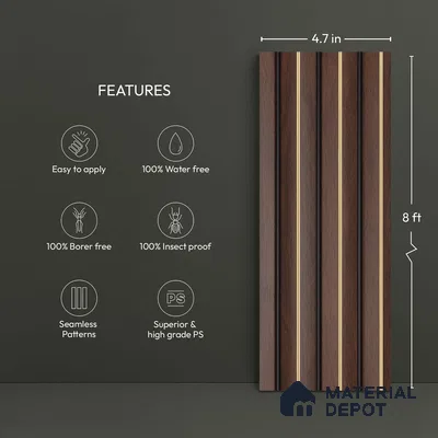 Wooden Look PN 04616 8 ft x 4.7 inch Charcoal Panel - 12 mm | Suitable for Feature Wall, TV Unit & Living Room | Width is Subjected to 5% Variation