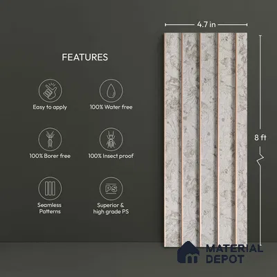 Grey Marble Look PN 04628 9.5 ft x 4.7 inch Charcoal Panel - 12 mm | Suitable for Feature Wall, TV Unit & Living Room | Width is Subjected to 5% Variation