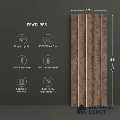 Brown Marble Look PN 04629 9.5 ft x 4.7 inch Charcoal Panel - 12 mm | Suitable for Feature Wall, TV Unit & Living Room | Width is Subjected to 5% Variation