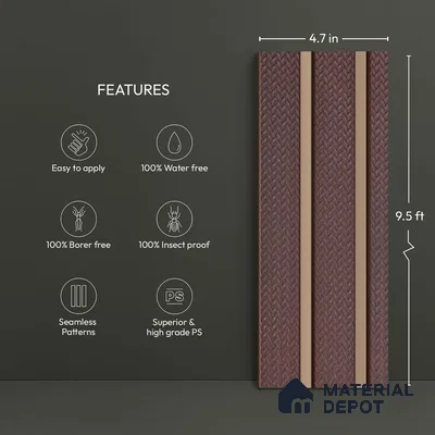 Brown Fabric Look PN 04630 B 9.5 ft x 4.7 inch Charcoal Panel - 12 mm | Suitable for Feature Wall, TV Unit & Living Room | Width is Subjected to 5% Variation