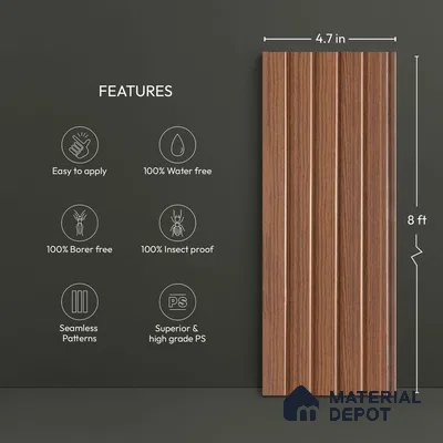 Wooden Look PN 04631 9.5 ft x 4.7 inch Charcoal Panel - 12 mm | Suitable for Feature Wall, TV Unit & Living Room | Width is Subjected to 5% Variation