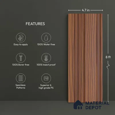 Wooden Look PN 04644 9.5 ft x 4.7 inch Charcoal Panel - 12 mm | Suitable for Feature Wall, TV Unit & Living Room | Width is Subjected to 5% Variation