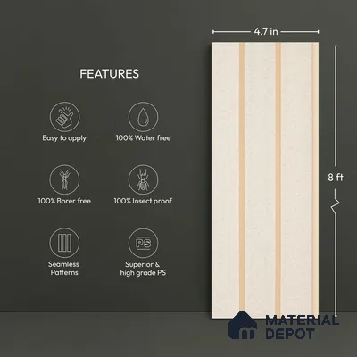 Ivory Fabric Look PN 04647 9.5 ft x 4.7 inch Charcoal Panel - 12 mm | Suitable for Feature Wall, TV Unit & Living Room | Width is Subjected to 5% Variation