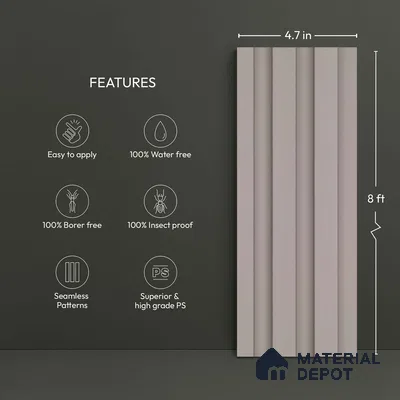 Grey Plain Colour Look PN 04874 9.5 ft x 4.7 inch Charcoal Panel - 12 mm | Suitable for Feature Wall, TV Unit & Living Room | Width is Subjected to 5% Variation