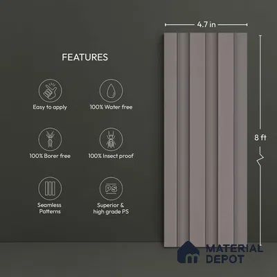 Grey Plain Colour Look PN 04875 9.5 ft x 4.7 inch Charcoal Panel - 12 mm | Suitable for Feature Wall, TV Unit & Living Room | Width is Subjected to 5% Variation