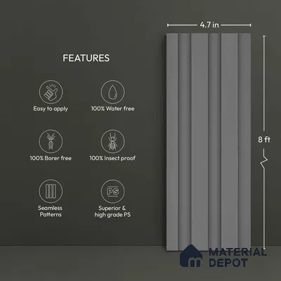 Grey Plain Colour Look PN 04878 9.5 ft x 4.7 inch Charcoal Panel - 12 mm | Suitable for Feature Wall, TV Unit & Living Room | Width is Subjected to 5% Variation