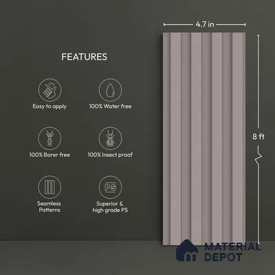 Grey Plain Colour Look PN 04882 9.5 ft x 4.7 inch Charcoal Panel - 12 mm | Suitable for Feature Wall, TV Unit & Living Room | Width is Subjected to 5% Variation
