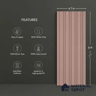 Pink Plain Colour Look PN 04884 9.5 ft x 4.7 inch Charcoal Panel - 12 mm | Suitable for Feature Wall, TV Unit & Living Room | Width is Subjected to 5% Variation