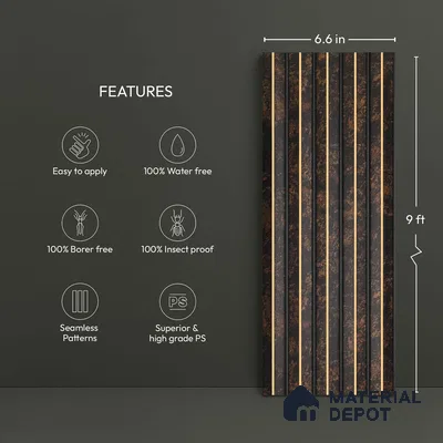 Black Marble Look PN 05102 9 ft x 6.6 inch Charcoal Panel - 12 mm | Suitable for Feature Wall, TV Unit & Living Room | Width is Subjected to 5% Variation