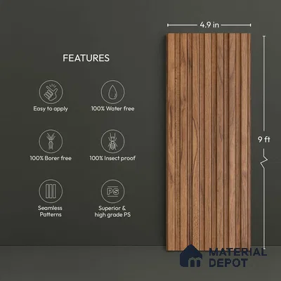 Wooden Look PN 05124 9 ft x 4.9 inch Charcoal Panel - 12 mm | Suitable for Feature Wall, TV Unit & Living Room | Width is Subjected to 5% Variation