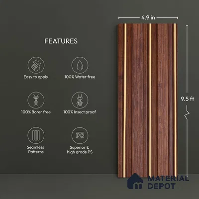 Wooden Look PN 05655 9.5 ft x 4.9 inch Charcoal Panel - 11 mm | Suitable for Feature Wall, TV Unit & Living Room | Width is Subjected to 5% Variation