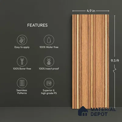 Wooden Look PN 05656 9.5 ft x 4.9 inch Charcoal Panel - 11 mm | Suitable for Feature Wall, TV Unit & Living Room | Width is Subjected to 5% Variation