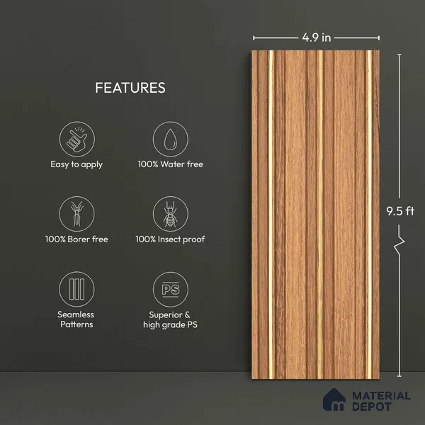 Wooden Look PN 05656 9.5 ft x 4.9 inch Charcoal Panel - 11 mm | Suitable for Feature Wall, TV Unit & Living Room | Width is Subjected to 5% Variation