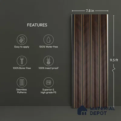 Wooden Look PN 05752 9.5 ft x 7.8 inch Charcoal Panel - 12 mm | Suitable for Feature Wall, TV Unit & Living Room | Width is Subjected to 5% Variation