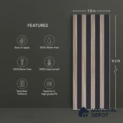 Wooden Look PN 05760 9.5 ft x 7.8 inch Charcoal Panel - 12 mm | Suitable for Feature Wall, TV Unit & Living Room | Width is Subjected to 5% Variation