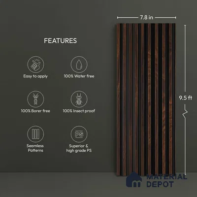 Wooden Look PN 05764 9.5 ft x 7.8 inch Charcoal Panel - 12 mm | Suitable for Feature Wall, TV Unit & Living Room | Width is Subjected to 5% Variation