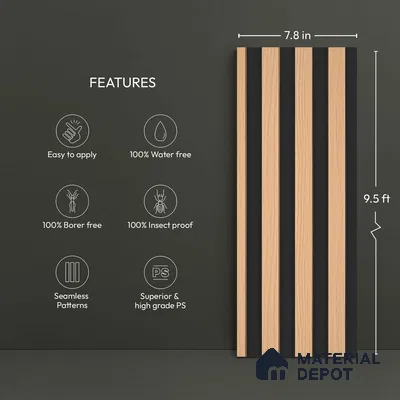 Wooden Look PN 05765 9.5 ft x 7.8 inch Charcoal Panel - 12 mm | Suitable for Feature Wall, TV Unit & Living Room | Width is Subjected to 5% Variation