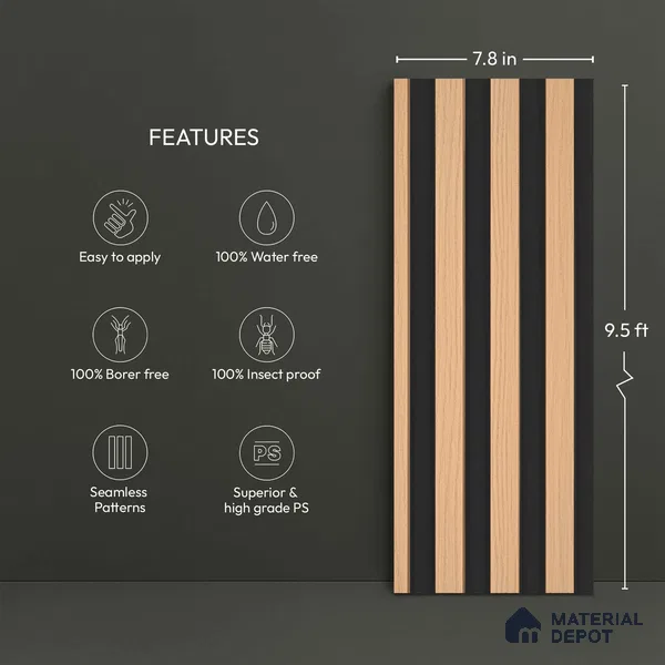 Wooden Look PN 05765 9.5 ft x 7.8 inch Charcoal Panel - 12 mm | Suitable for Feature Wall, TV Unit & Living Room | Width is Subjected to 5% Variation