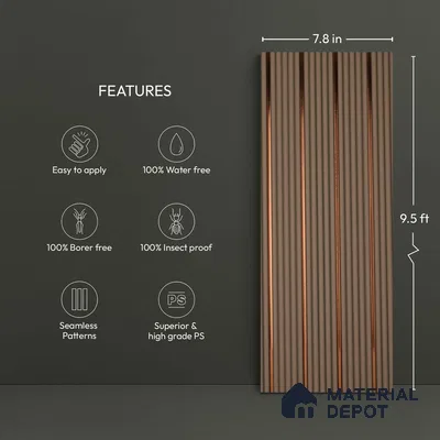 Grey Metallic Look PN 05780 9.5 ft x 7.8 inch Charcoal Panel - 12 mm | Suitable for Feature Wall, TV Unit & Living Room | Width is Subjected to 5% Variation