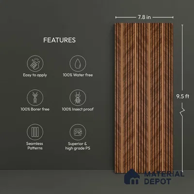 Wooden Look PN 05782 9.5 ft x 7.8 inch Charcoal Panel - 12 mm | Suitable for Feature Wall, TV Unit & Living Room | Width is Subjected to 5% Variation
